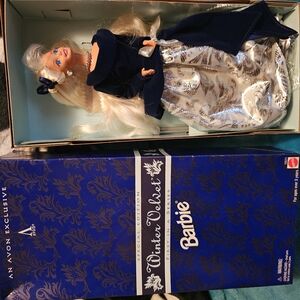 Avon Special Editin Barbie Winter Velvet in Navy and Silver Ensemble